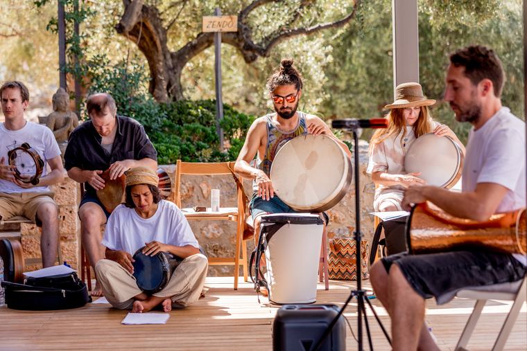 Playing together under the olive trees